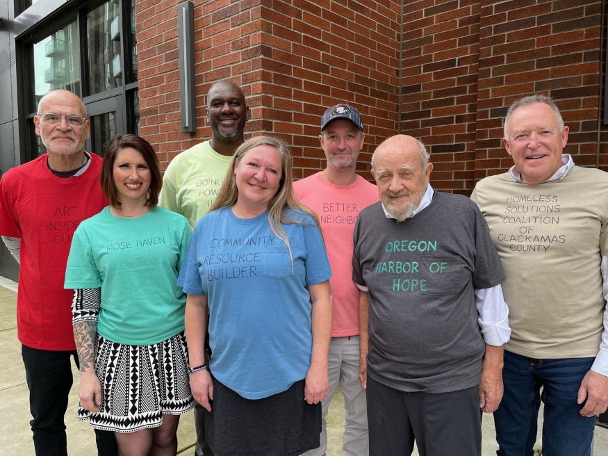 Group of people in colorful shirts